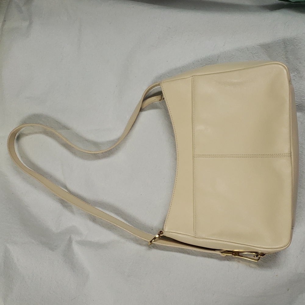 Etienne Aigner Cream Cowhide Leather Bag Adjustable Strap Purse Y2K Like New